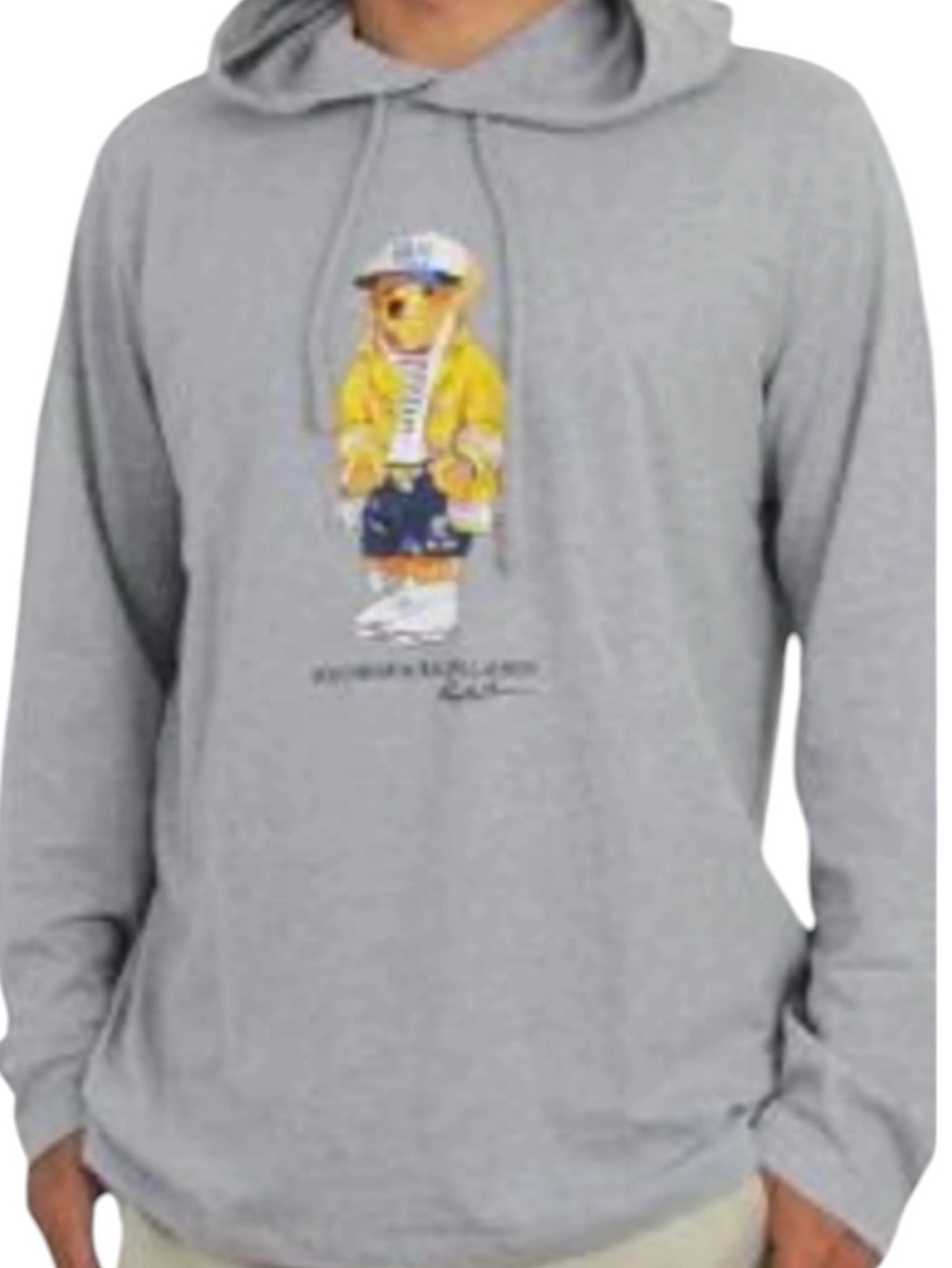 Polo Ralph Lauren Lightweight Polo Bear Hoodie Jersey Shirt Gray XL